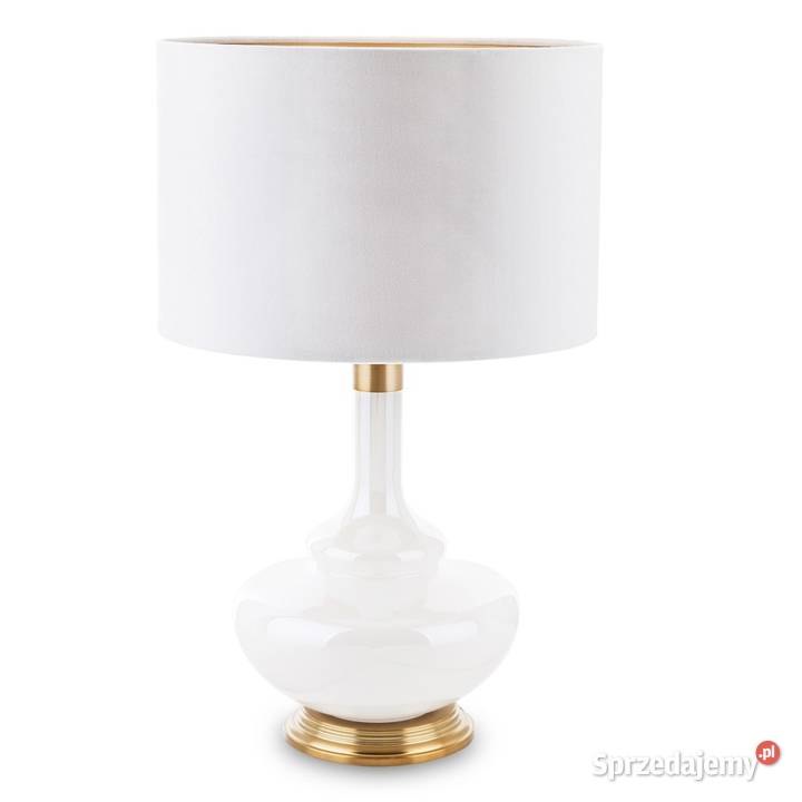 Dekoracyjna szklana biała duża lampa stołowa lubelskie Lublin