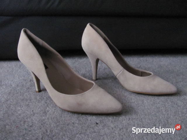 Szpilki MANGO beżowy nude Zamsz Skóra nat 40