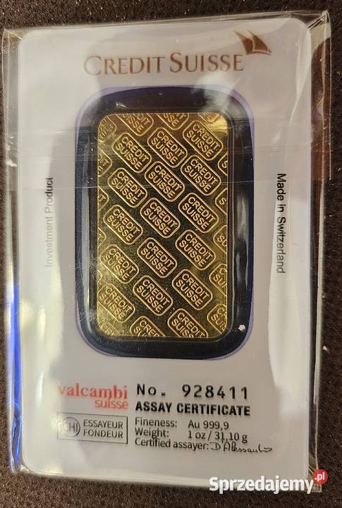 sztabka złota imitacja 1 uncja CREDIT SWISS Warszawa