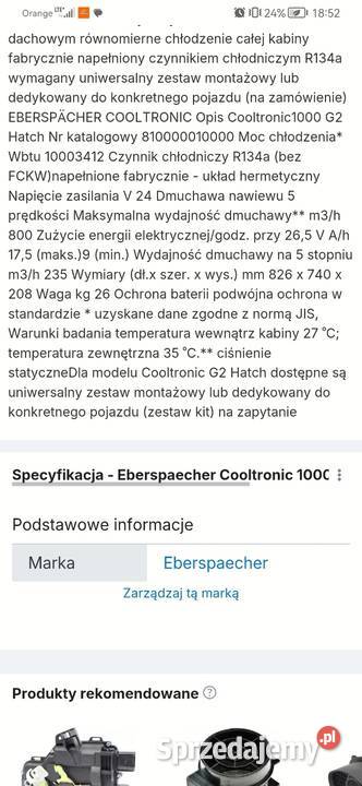 Klimatyzacja dachowa Eberspacher do kampera wielkopolskie Szamotuły