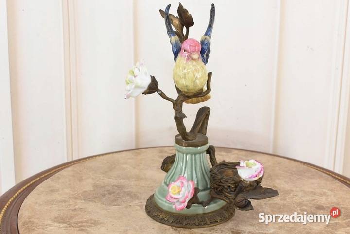 Świecznik Wróbel Porcelana Brąz Kolorowy Ptak sprzedam