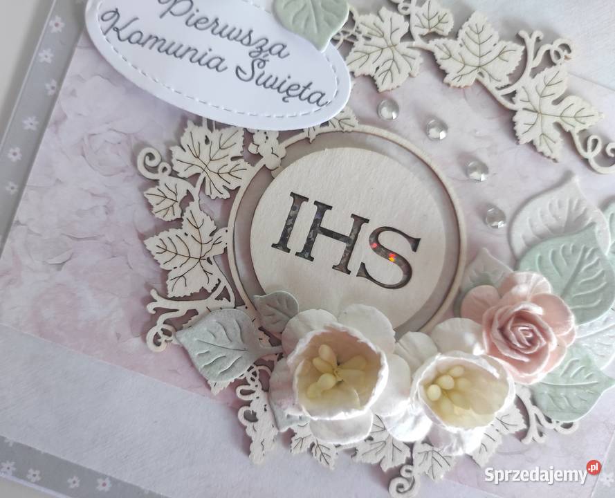 Kartka w pudełku ręcznie robiona na Komunię Łódź