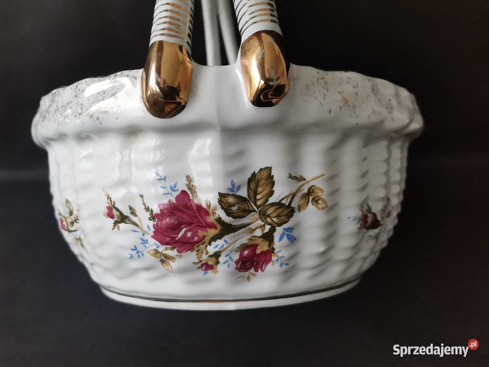 Stary duży koszyczek koszyk Iwona Róża ceramika Katowice