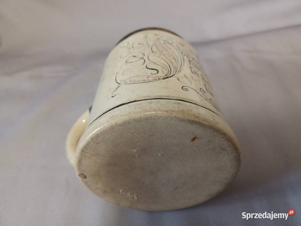Porcelanowy unikatowy z 19 w sygnowany kufel Birofilistyka Wrocław