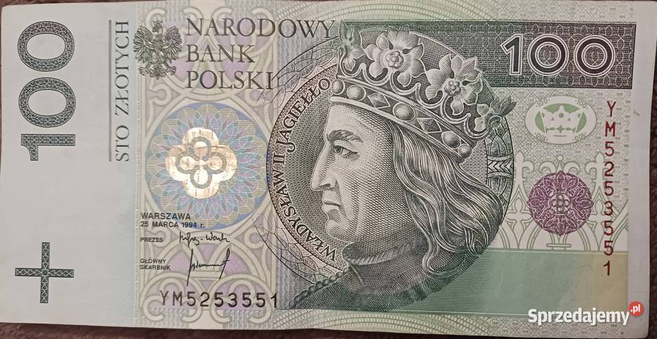 100 Władysław II Jagiełło Seria YM 1994 r wielkopolskie sprzedam