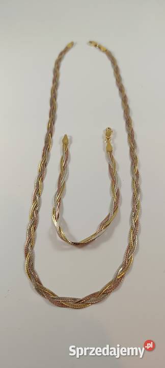 Łańcuszek z bransoletką Płaska pleciona taśma Brwinów