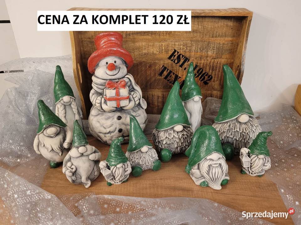 Skrzat świąteczny gnom brodacze z gipsu Boże Wrocław