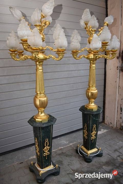 2 x Ogromne Stojące Lampy 12 Kloszy Brąz Złocony Kraków sprzedam