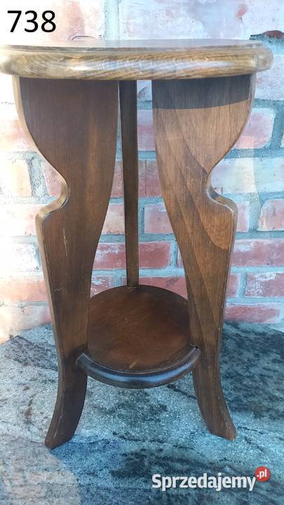 Kwietnik dębowy drewniany okrągły Stojak na brązowy zachodniopomorskie Gawroniec