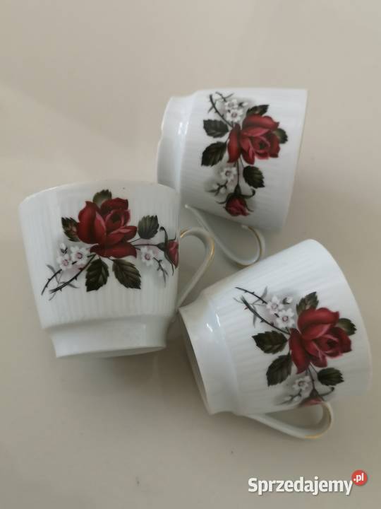 Filiżanki z różą porcelana vintage Bavaria Toruń sprzedam