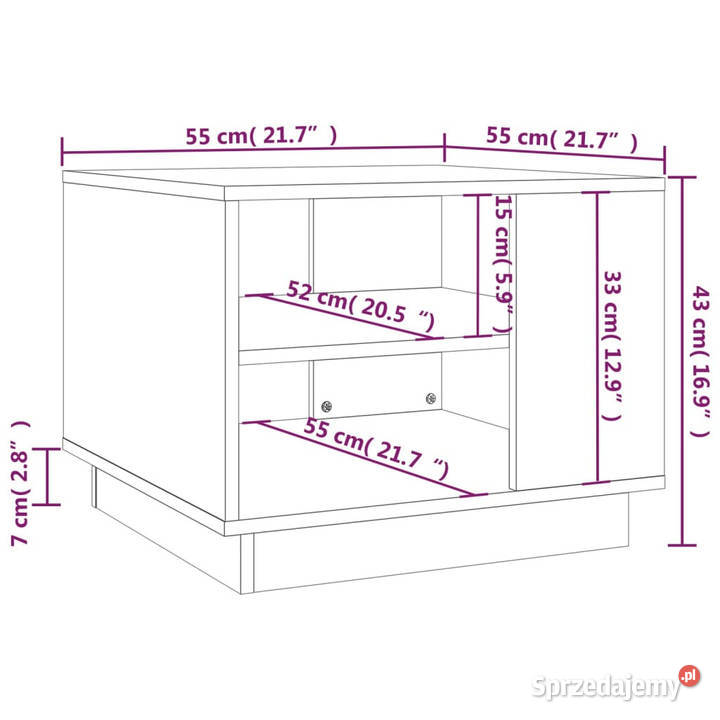 Stolik kawowy przydymiony dąb 55x55x43 WM813086 Stoły Warszawa sprzedam