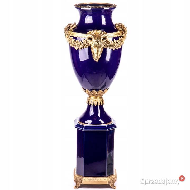 Granatowa Porcelanowa Amfora Na Filarze Urna sprzedam
