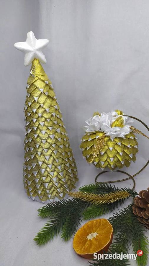 Bombki z wstążki choinkowe ozdoby świąteczne Dekoracje i ozdoby Dom i Ogród Sędziszów Małopolski
