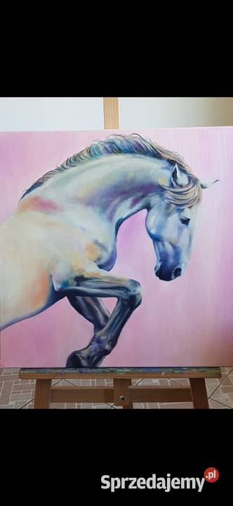 Obraz farbami olejnymi Koń 60x60 Malarstwo Warszawa