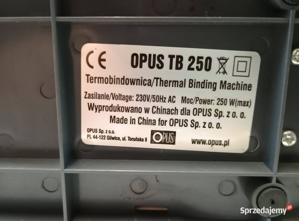 ermobindownica bindownica Opus TB250 w Częstochowa
