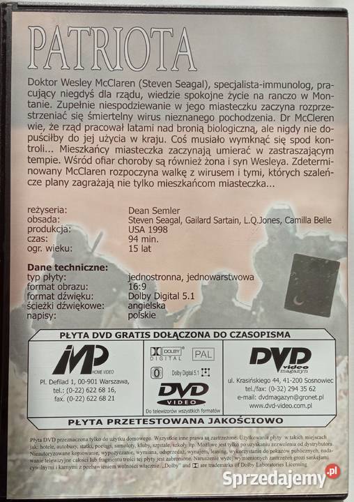 Patriota DVD Steven Seagal LQ Jones DVD Łódź