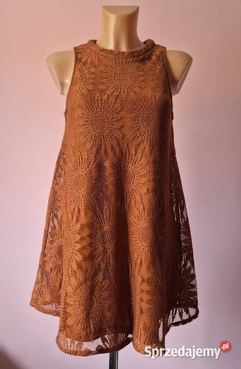 Sukienka z koronką rozmiar S ruda Rozkloszowana  Brzesko