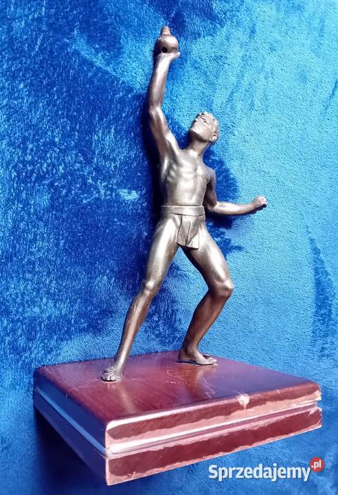 Figurka z brązu art deco olimpijczyk podstawa Koźminek