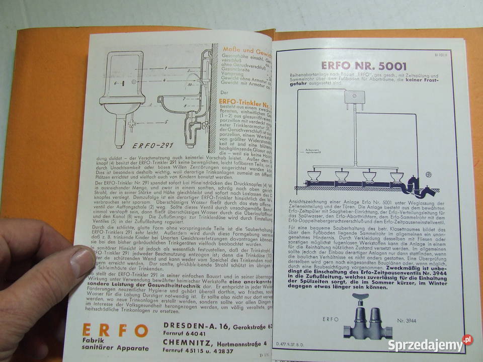 ERFO Fabrik stary katalog sanitariaty WC wojenne Czeladź