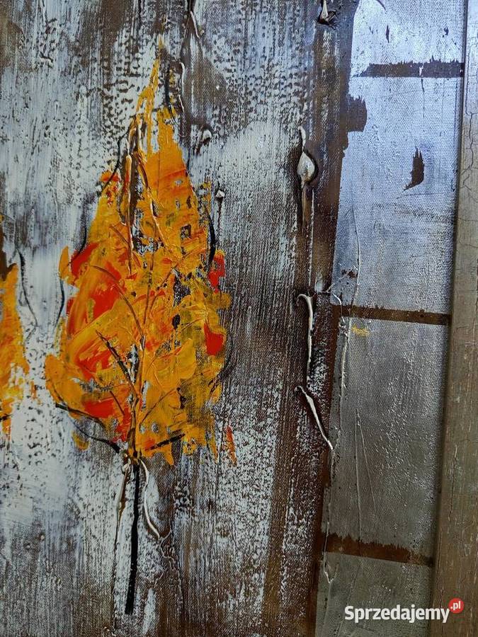 Obraz olejny TRZY DRZEWA Vintage na płycie w mazowieckie Warszawa sprzedam