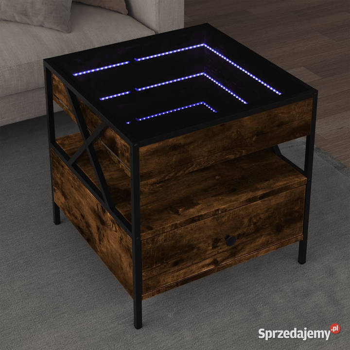 Stolik kawowy z LED Infinity przydymiony dąb Stoły Warszawa