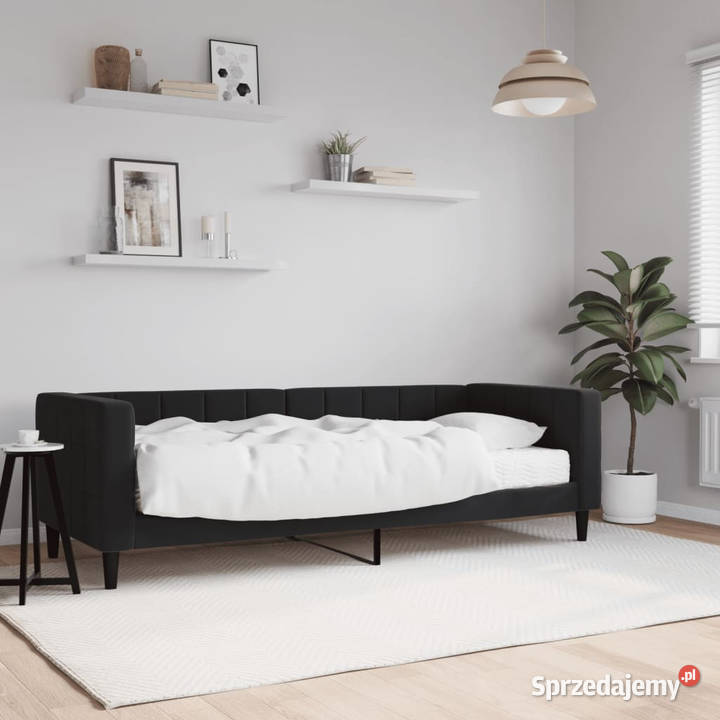 Sofa z materacem do spania czarna aksamit 80x200 Warszawa