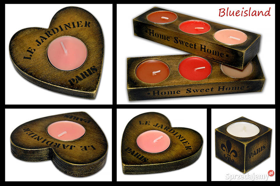 ŚWIECZNIK drewniany RUSTYKALNY 3 x TEALIGHT kujawsko-pomorskie Bydgoszcz