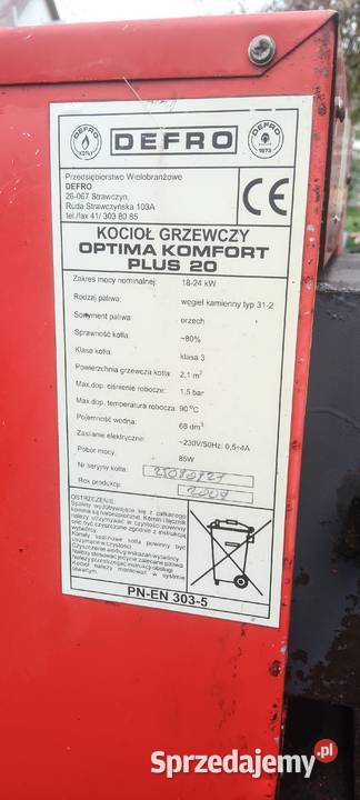 Piec Defro Optima komfort Plus 20 kw podlaskie Duchny Młode