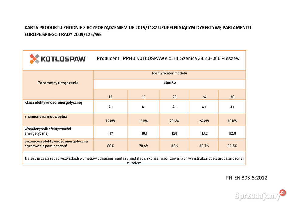 Kocioł na pellet KIPI slimko 20 kW 5 klasa 260 Golub-Dobrzyń sprzedam