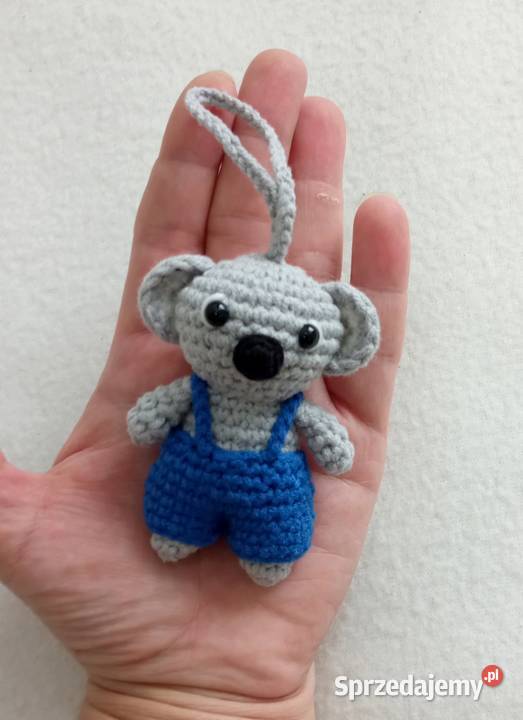 Miś koala wykonany na szydełku brelok zawieszka Łask