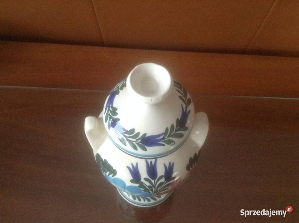 Wazon fajansowy z uchwytami i przykrywką Koło opolskie Opole