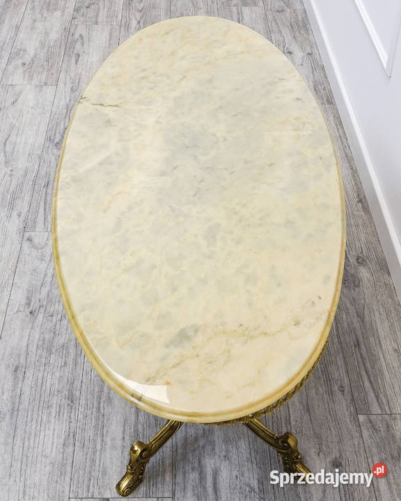 Owalna ŁAWA VINTAGE jasna PIĘKNY blat MARMUR Kalisz sprzedam