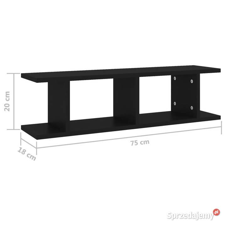 Półki ścienne 2 czarne 75x18x20 WM807188 Warszawa