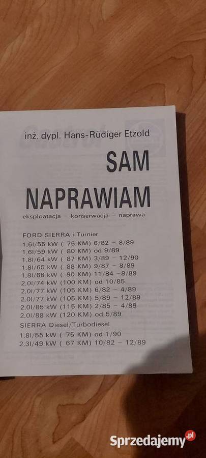 Ford Sierra Sam naprawiam książka Pozostałe Krasnystaw