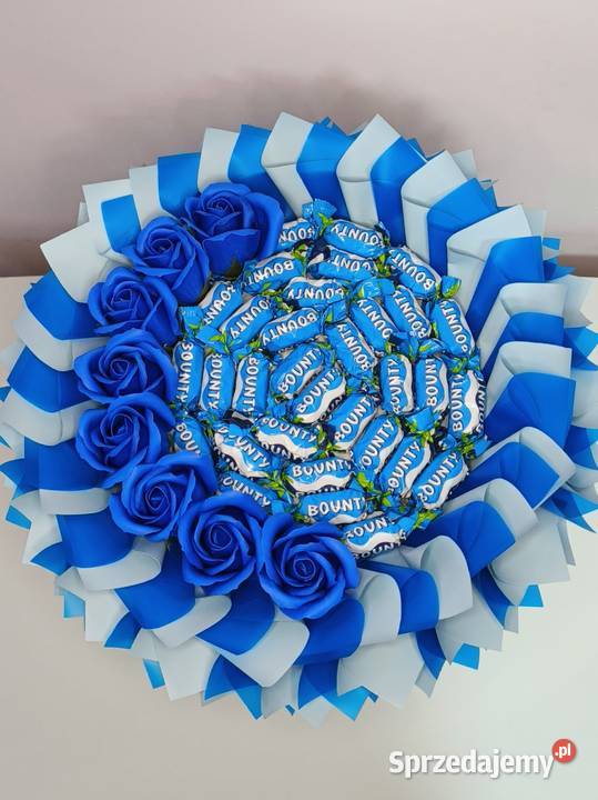 Bukiet jadalny niebieski bukiet Bounty róże Wrocław