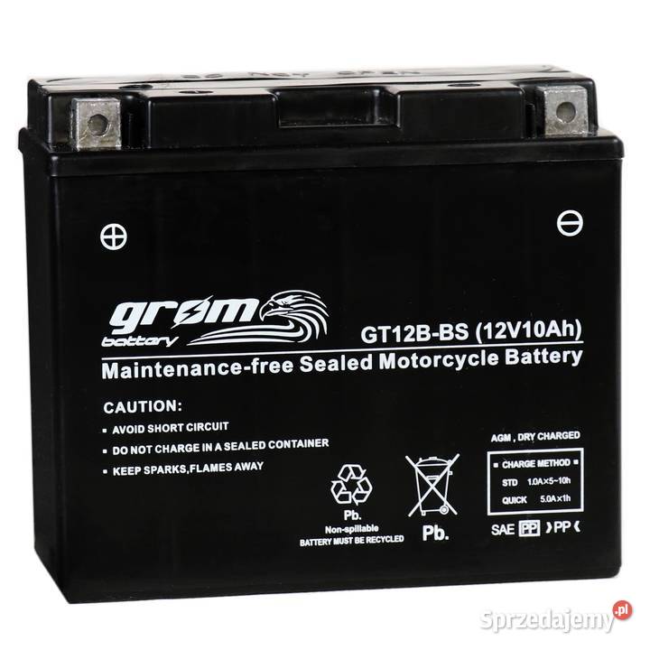 Akumulator motocyklowy GROM GT12BBS 12V 10Ah Układ elektryczny, zapłon łódzkie Pabianice sprzedam