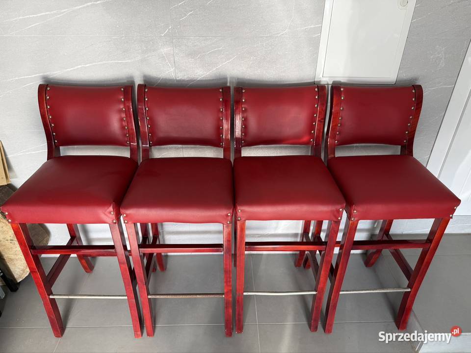 4 krzesła barowe tapicerowane z czerwonej Radom
