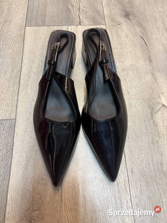 41 czarne czółenka wieczorowe z odkrytą Pięta Czółenka Kraków