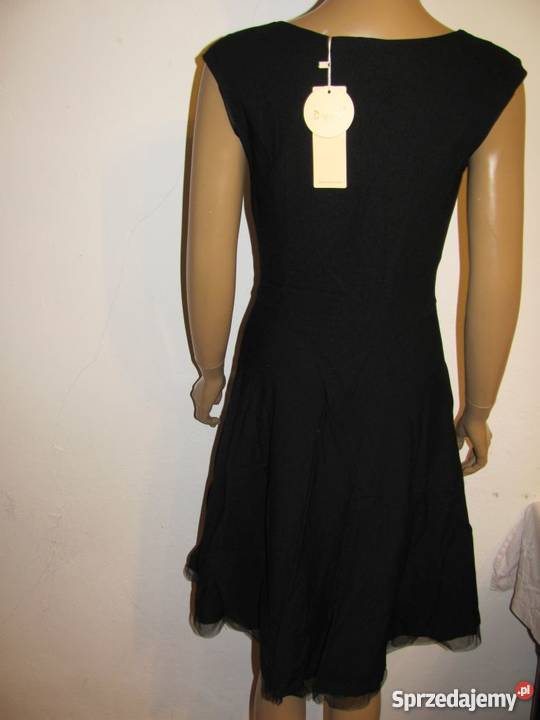 koktajlowa czarna sukienka DRESS V czarny Zamość