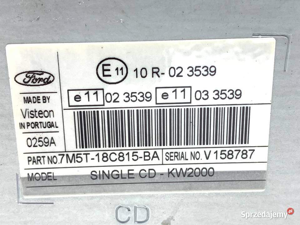 RADIO FORD FOCUS II 7M5T18C815BA 0412 ODTWARZACZ