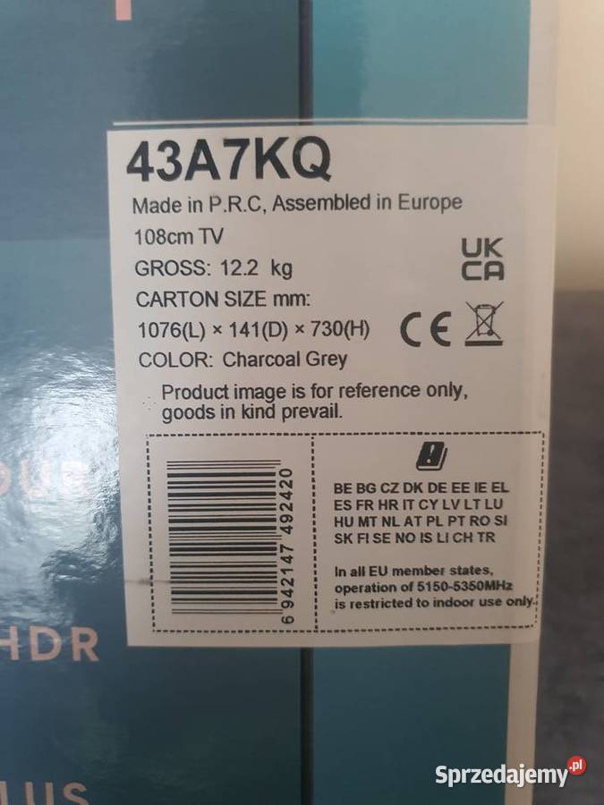 Telewizor QLED Hisense 43A7KQ 43 4K Wrocław sprzedam