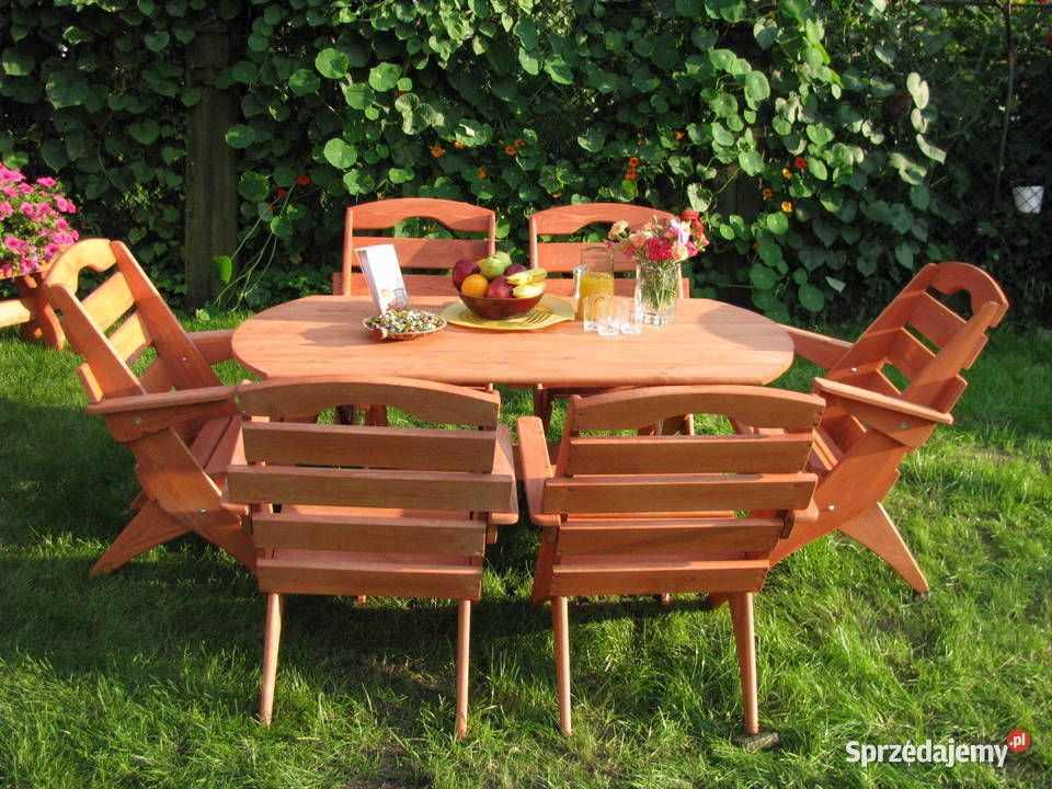 Zestaw drewnianych mebli ogrodowych składanych Kalety