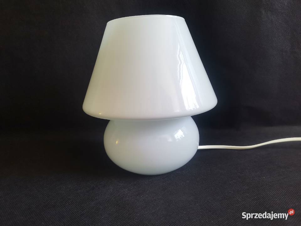 Stara biała szklana lampa lampka Grzybek design Siemianowice Śląskie