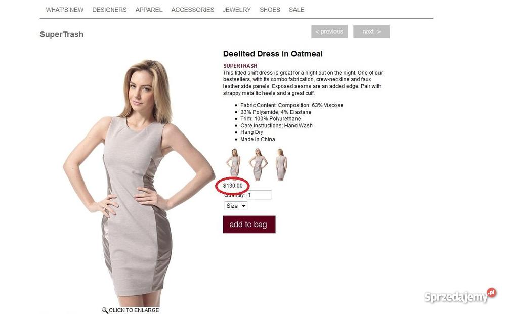 Supertrash DEELITED Sukienka etui beżowy M Jasieniec