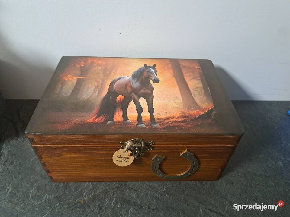 Kuferek z koniem szkatułka duża decoupage opolskie Kędzierzyn-Koźle