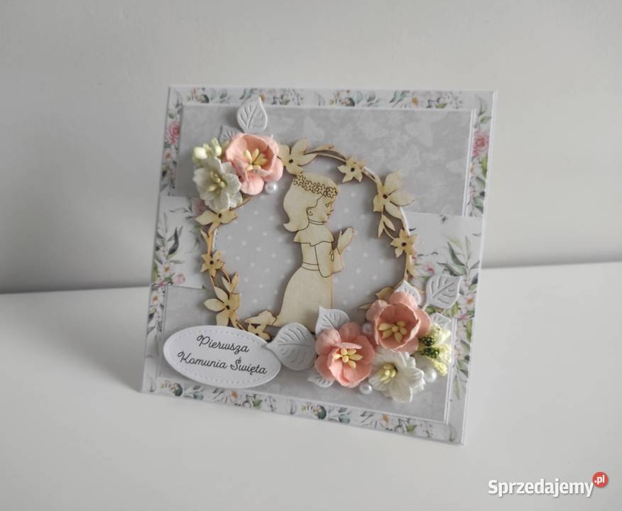 Kartka w pudełku ręcznie robiona na Komunię Łódź
