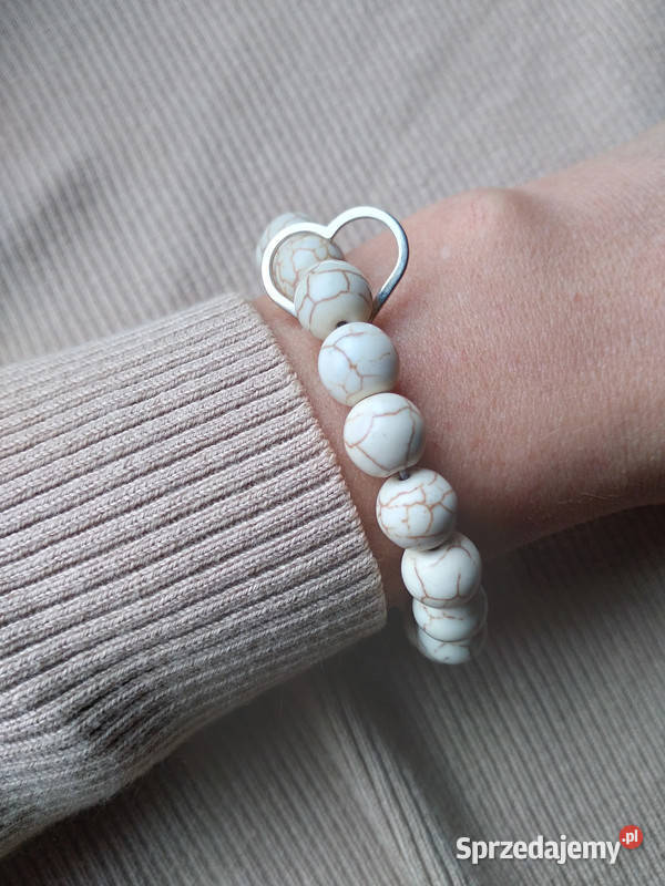 Bransoletka damska z Howlitu 10mm z konturem Kielce