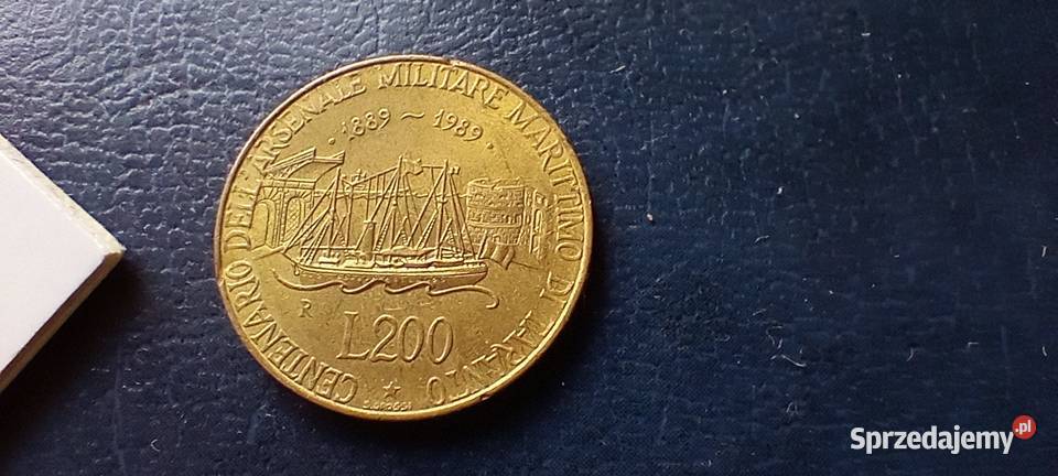 Stare monety 200 lir 1989 Włochy podkarpackie