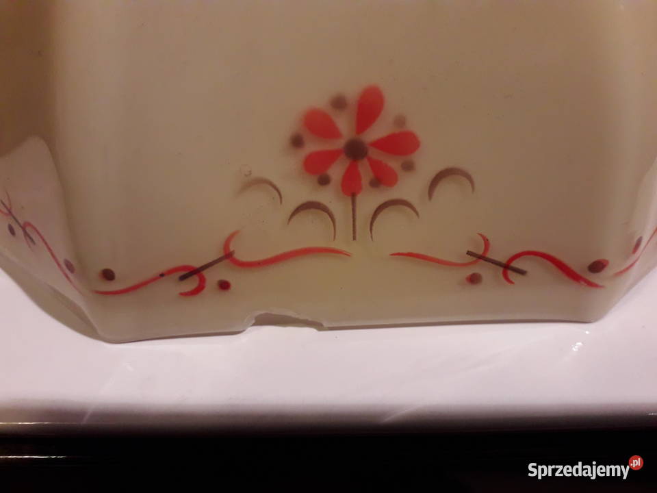 Lampa wisząca klosz art deco Porcelana i szkło Warszawa