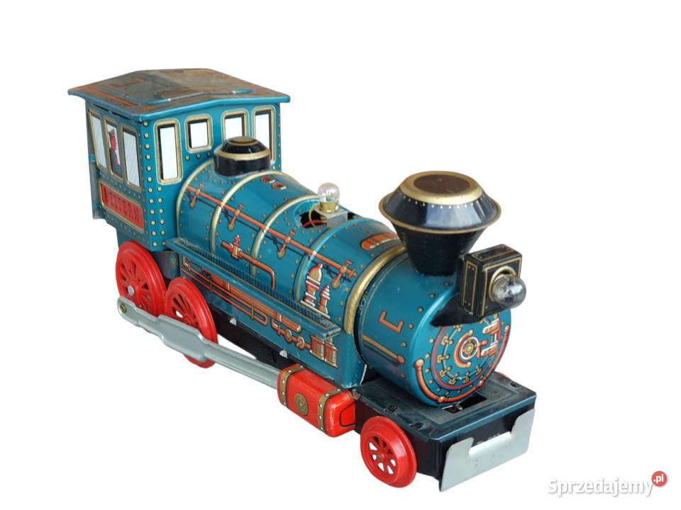 Stara duża zabawka blaszana lokomotywa Western Cieszyn